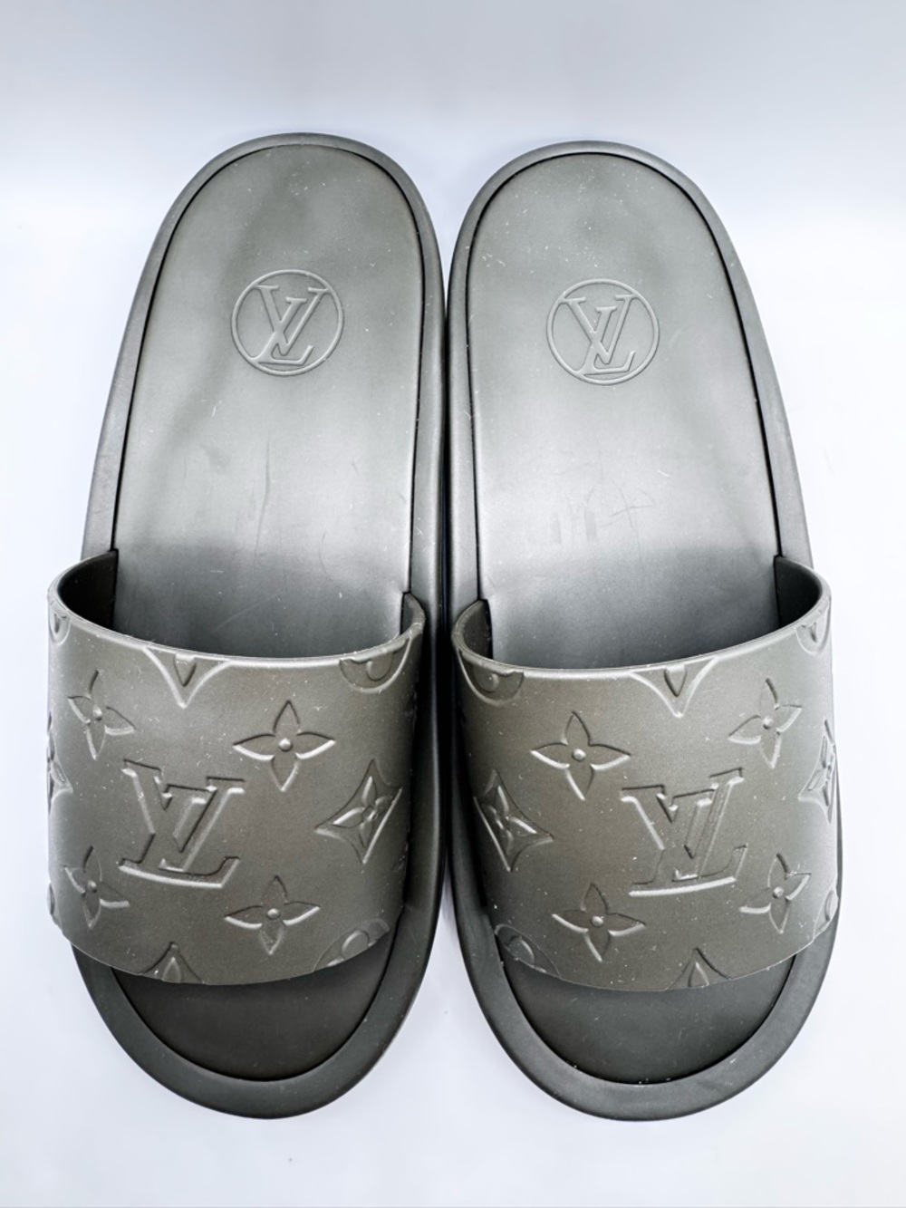 Louis Vuitton Sunbath Khaki Green Monogram Flat Mule/Pool Slide